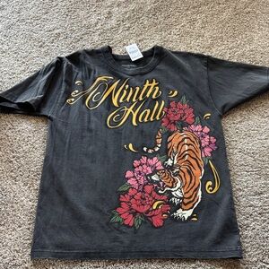 Ninth Hall Black Graphic Tee with Tiger & Floral Print